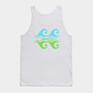 blue green water waves design Tank Top